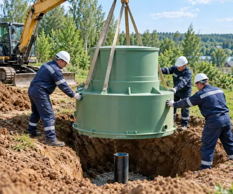 Установка пластикового кессона на скважину
